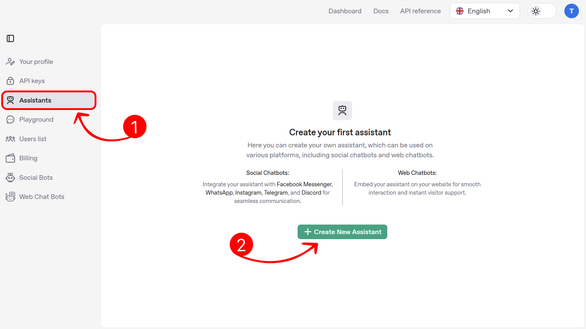 Start Create New Assistant