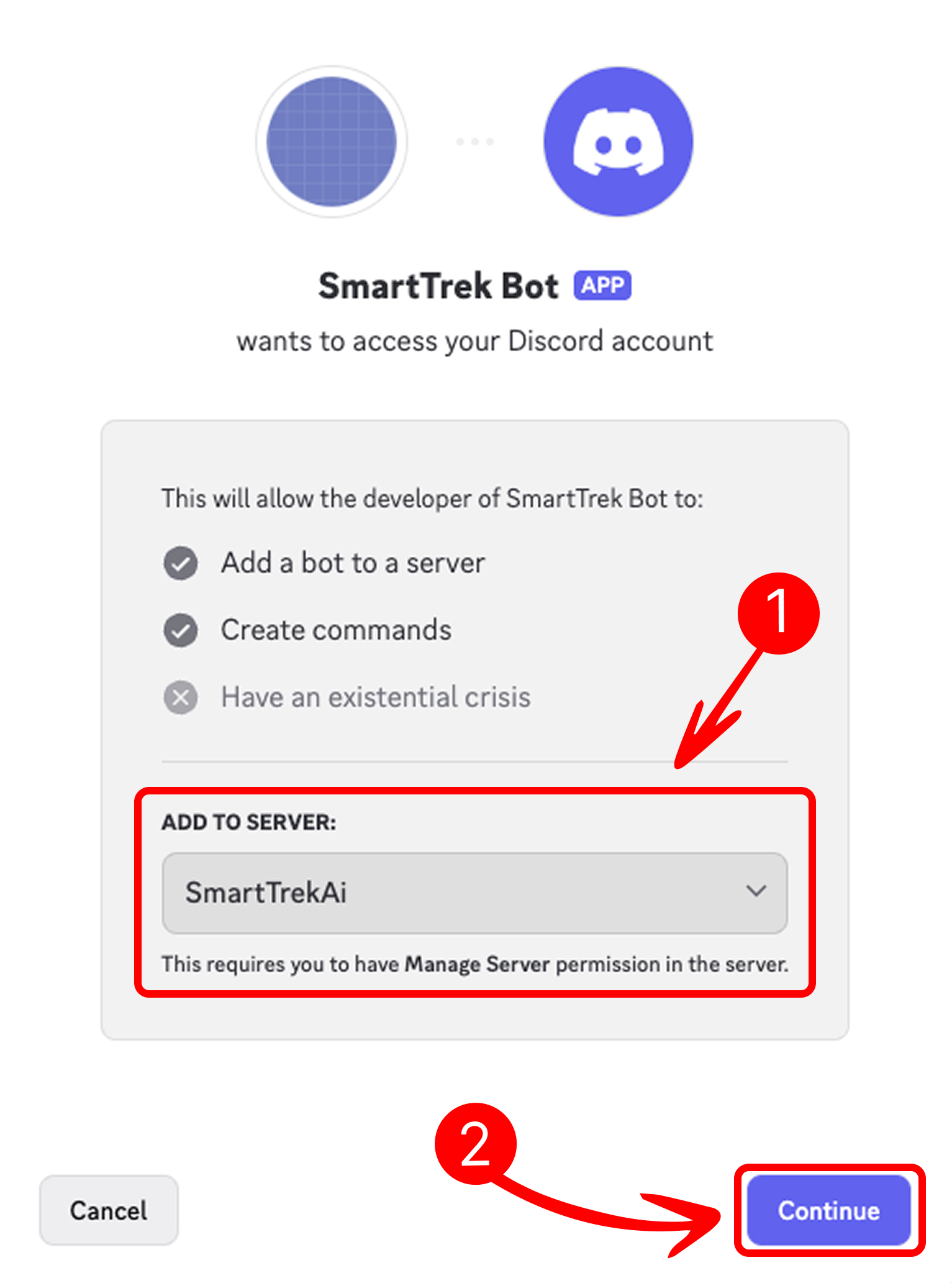 Select Server to Add Bot in Discord OAuth2 Prompt