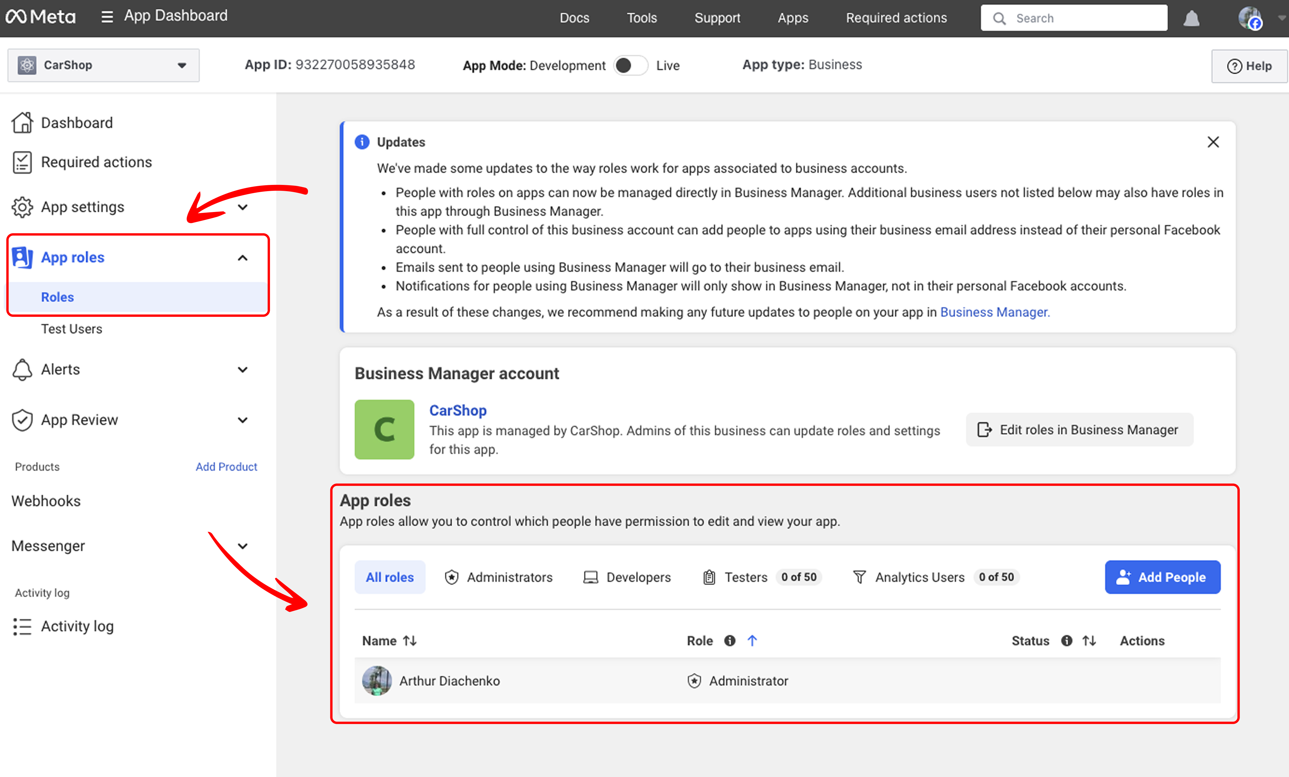 Add Testers in Meta Developer App