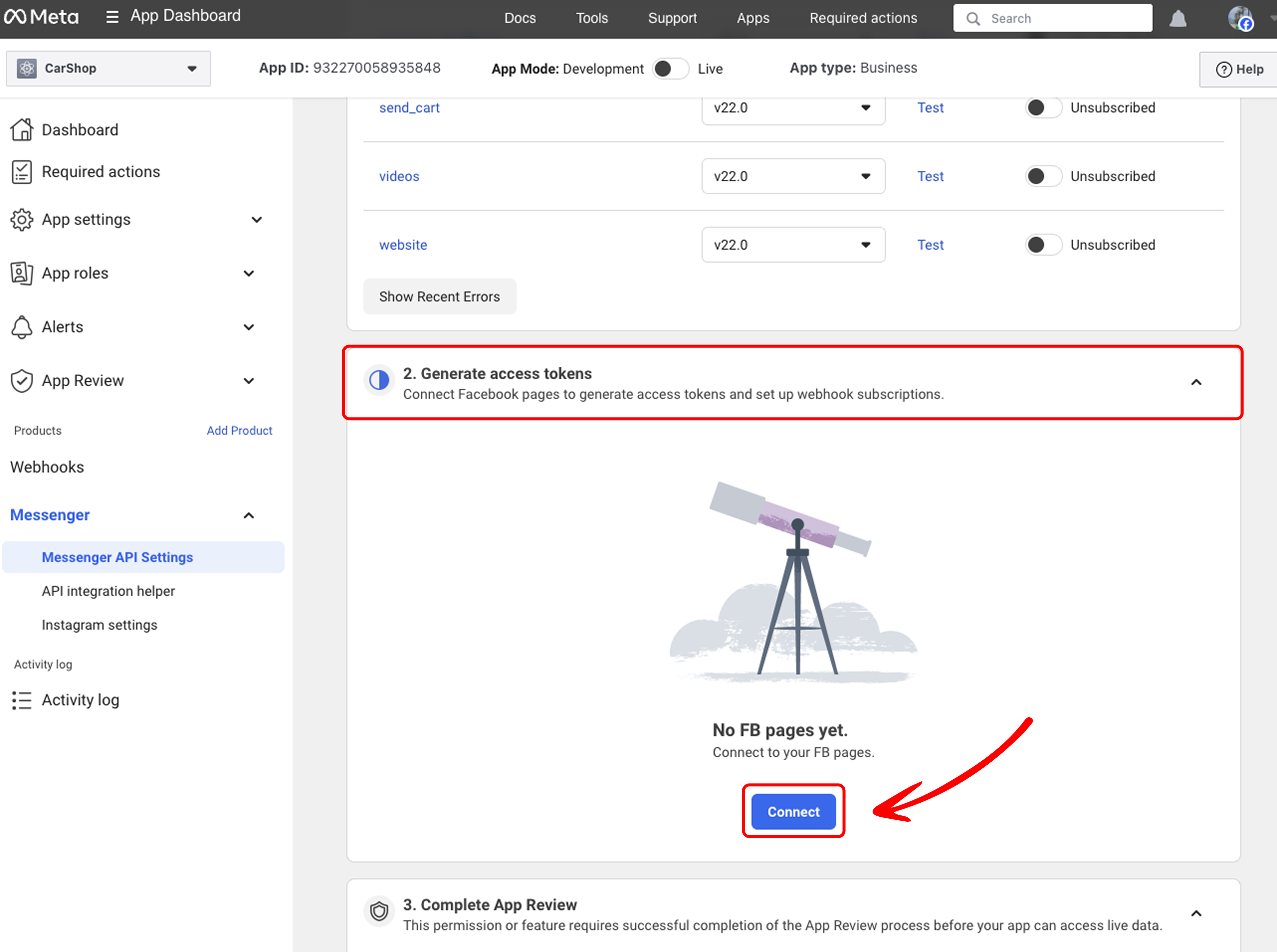 Connect Business Portfolio to App