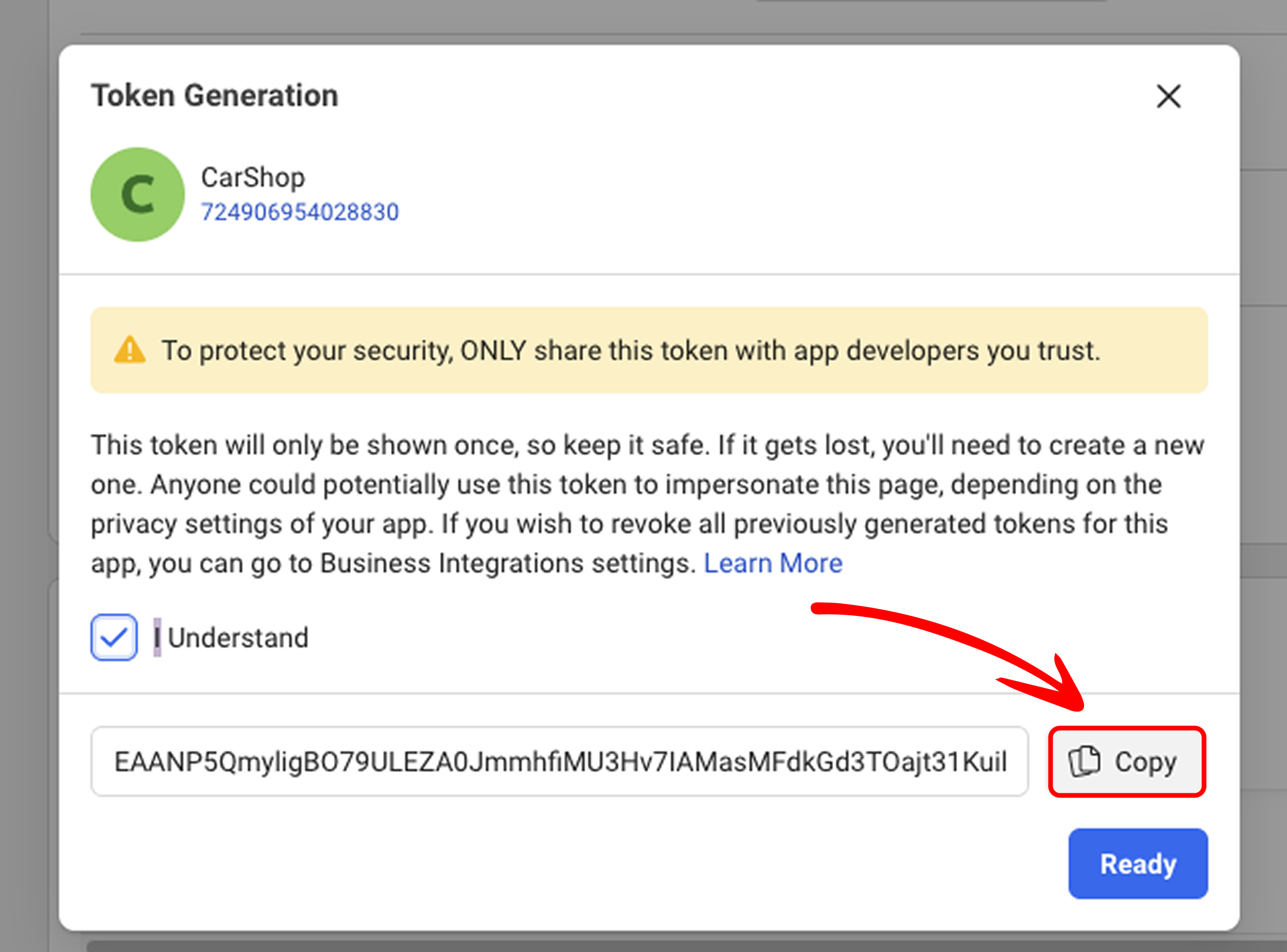 Generate Access Token Button