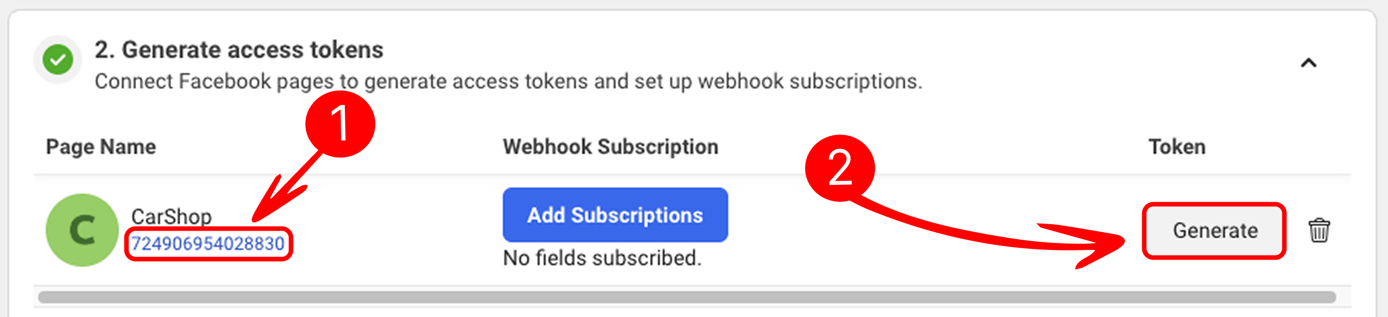 Copy Page ID from Messenger Settings