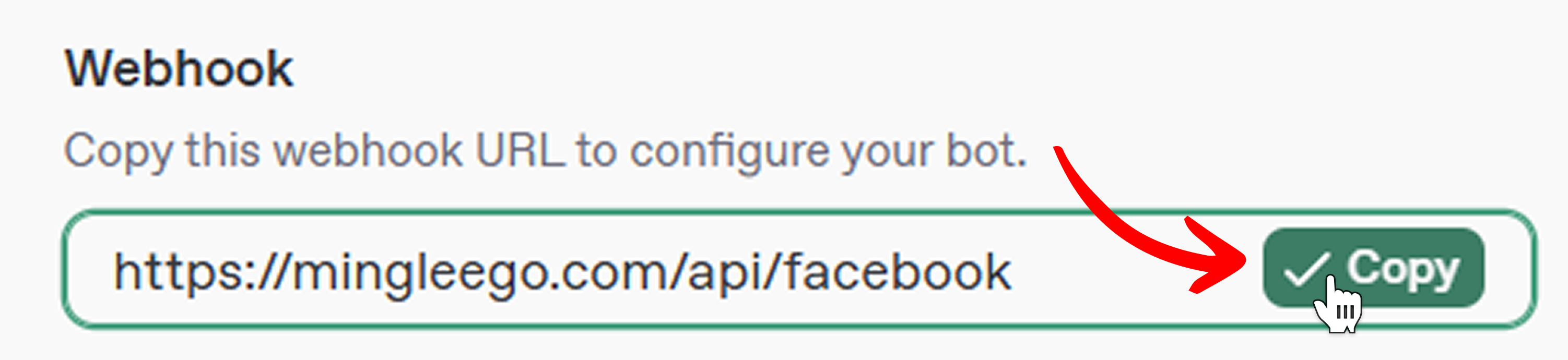 Copy Webhook URL from Mingleego