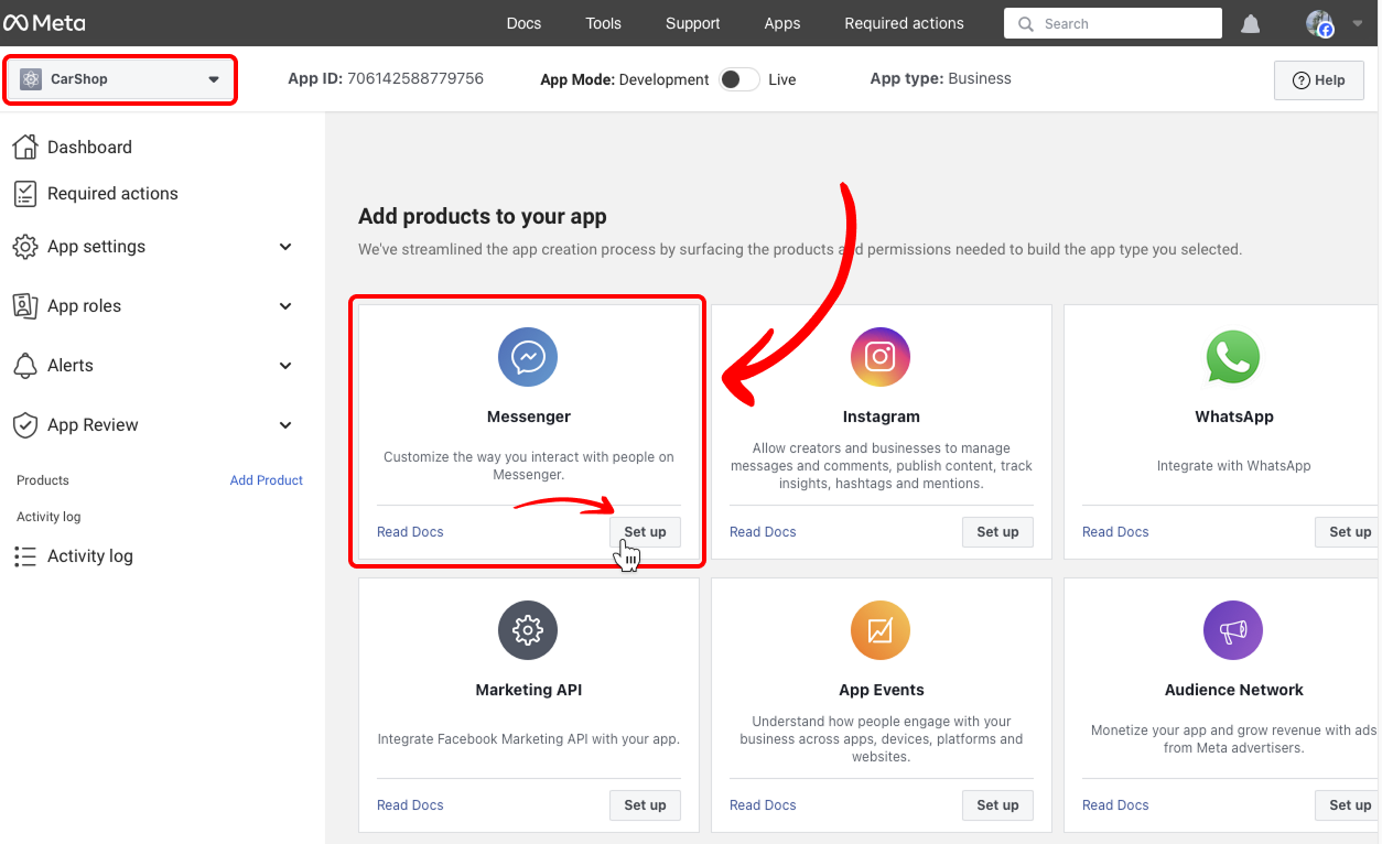 Set Up Messenger Product