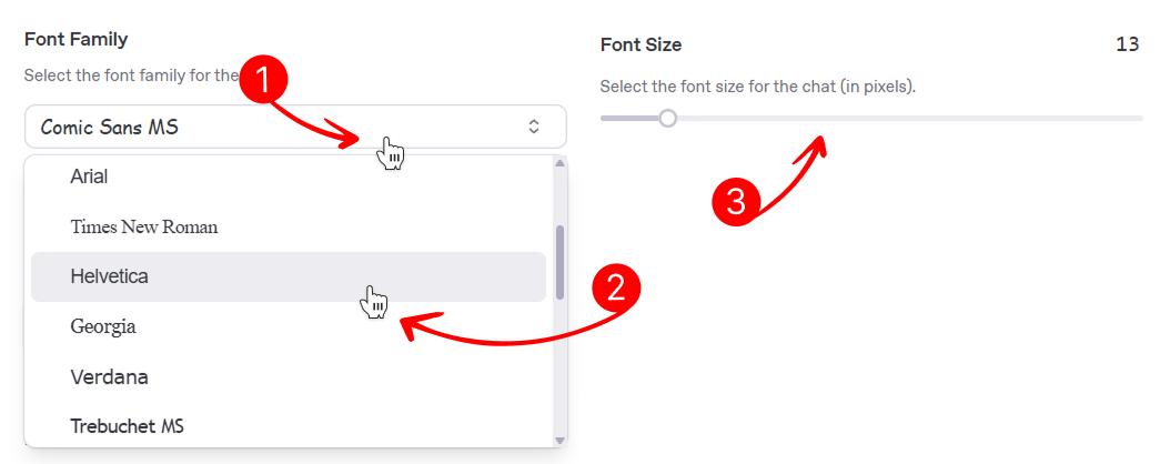 Font Family and Font Size