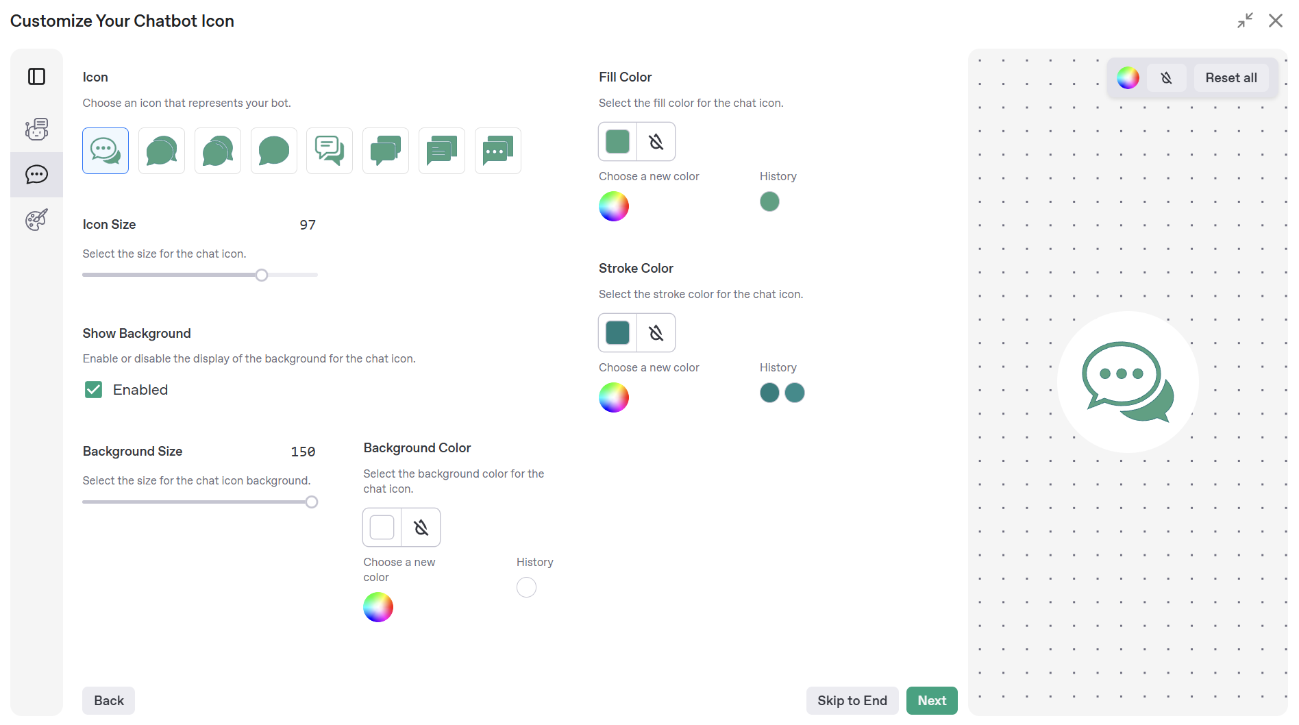 Customize the Chatbot Icon Form