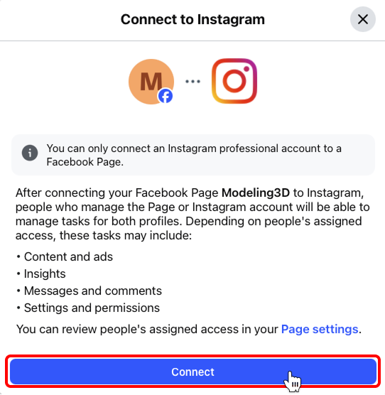 Confirm Instagram Connection