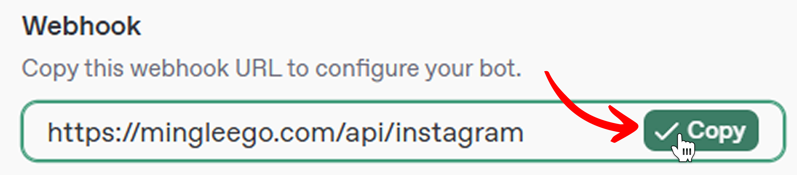 Copy Webhook URL from Mingleego