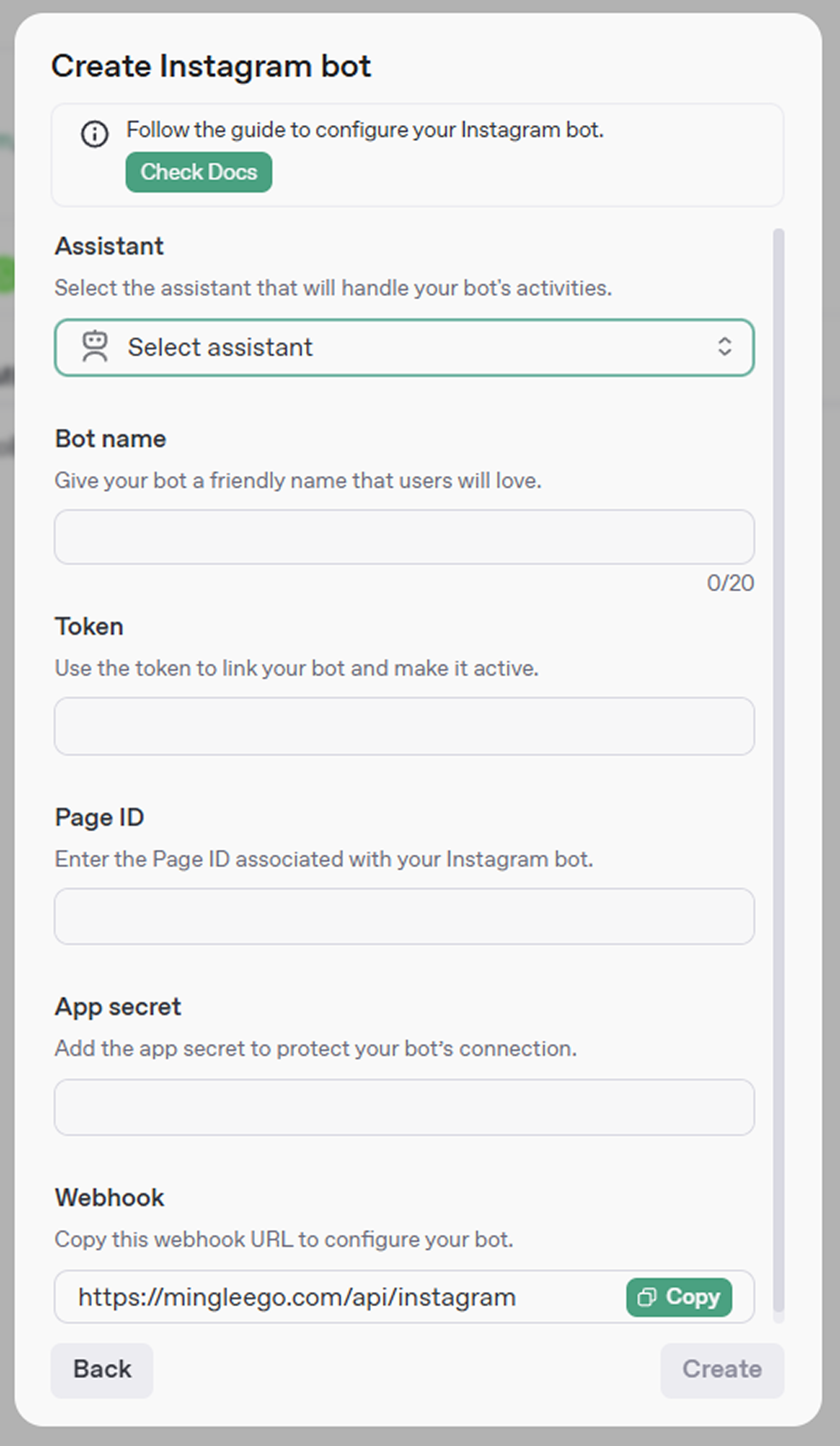 Create Instagram Bot Form