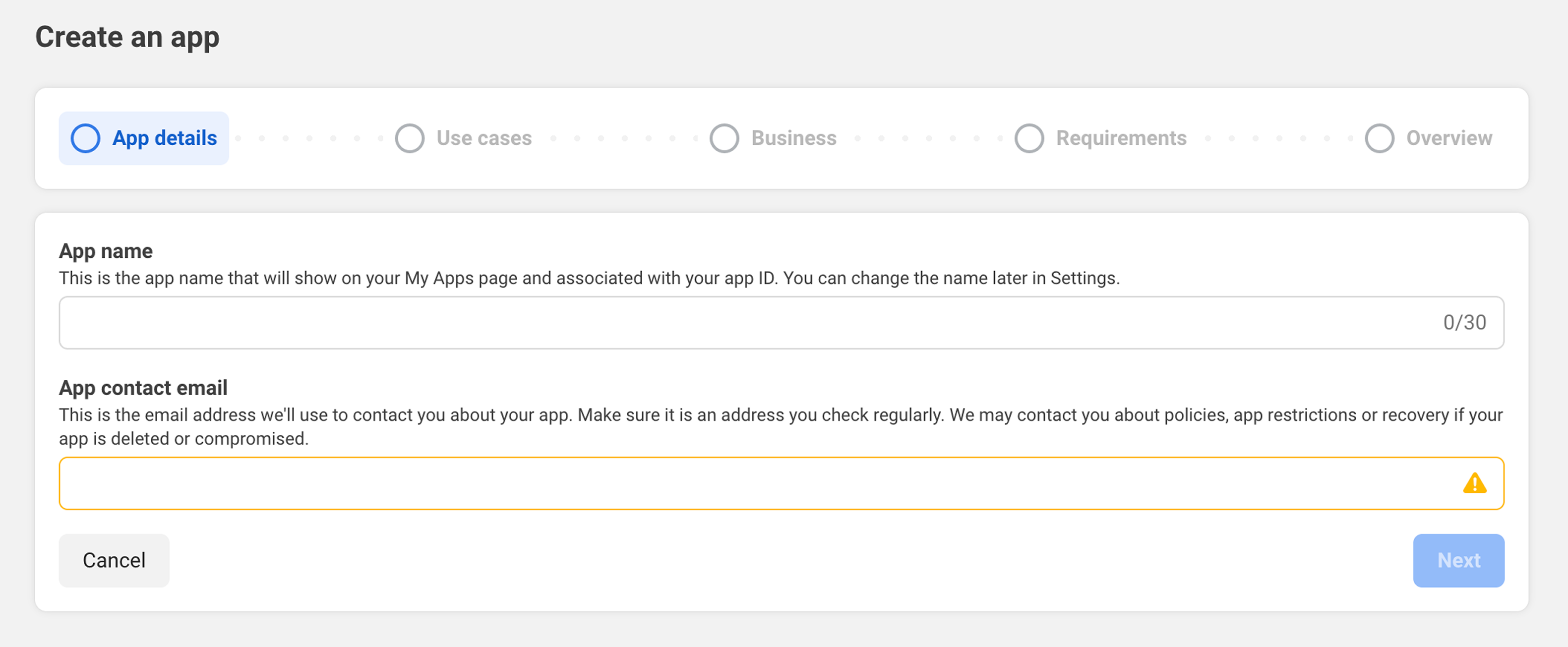 Assign App Name and Email