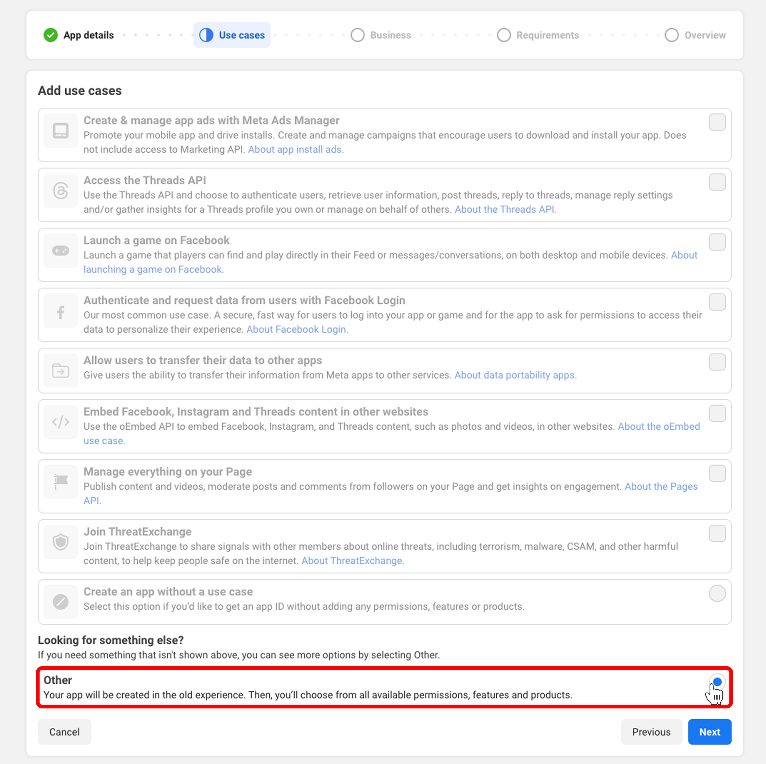 Select Business Use Case as Other