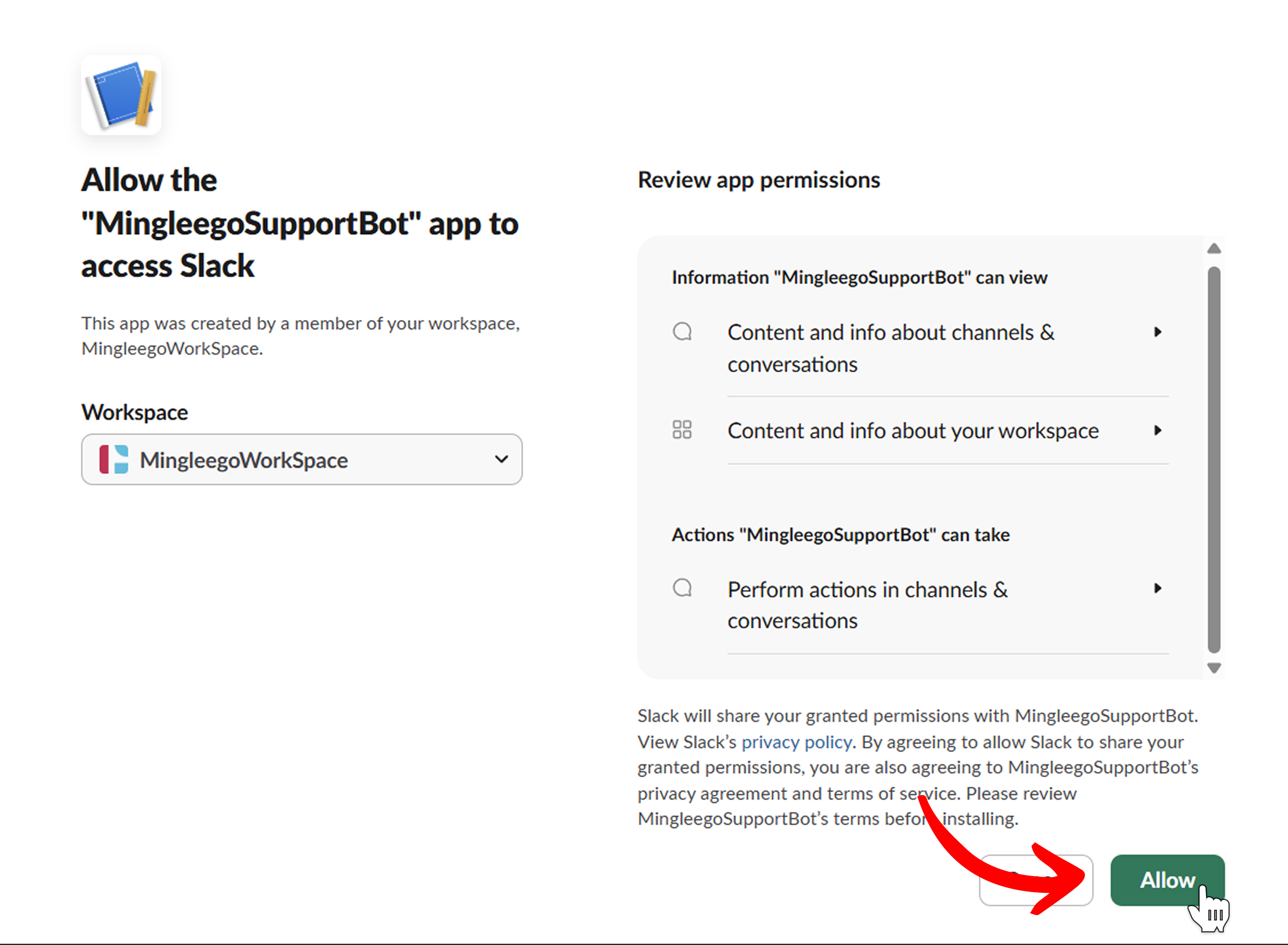Allow Slack app installation
