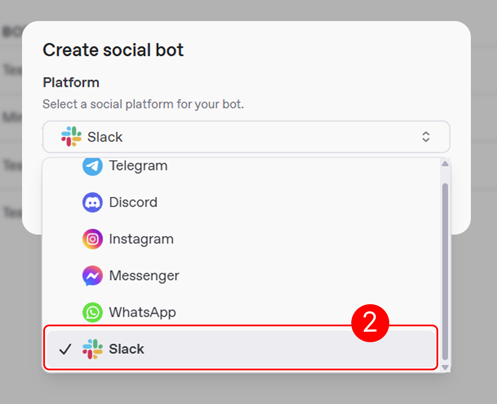 Select Slack Button