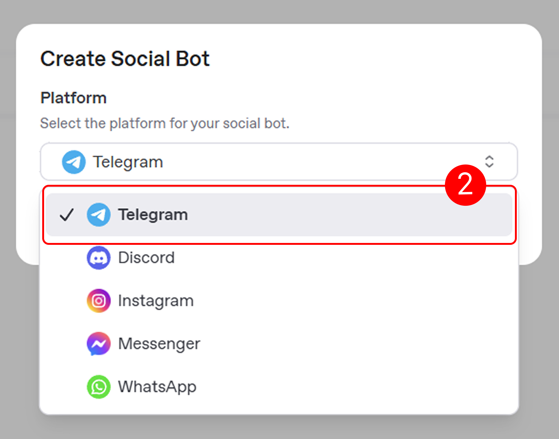 Select Telegram Option on Mingleego