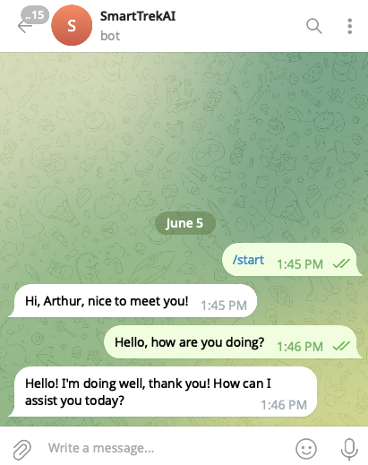 Send test message to Telegram Bot