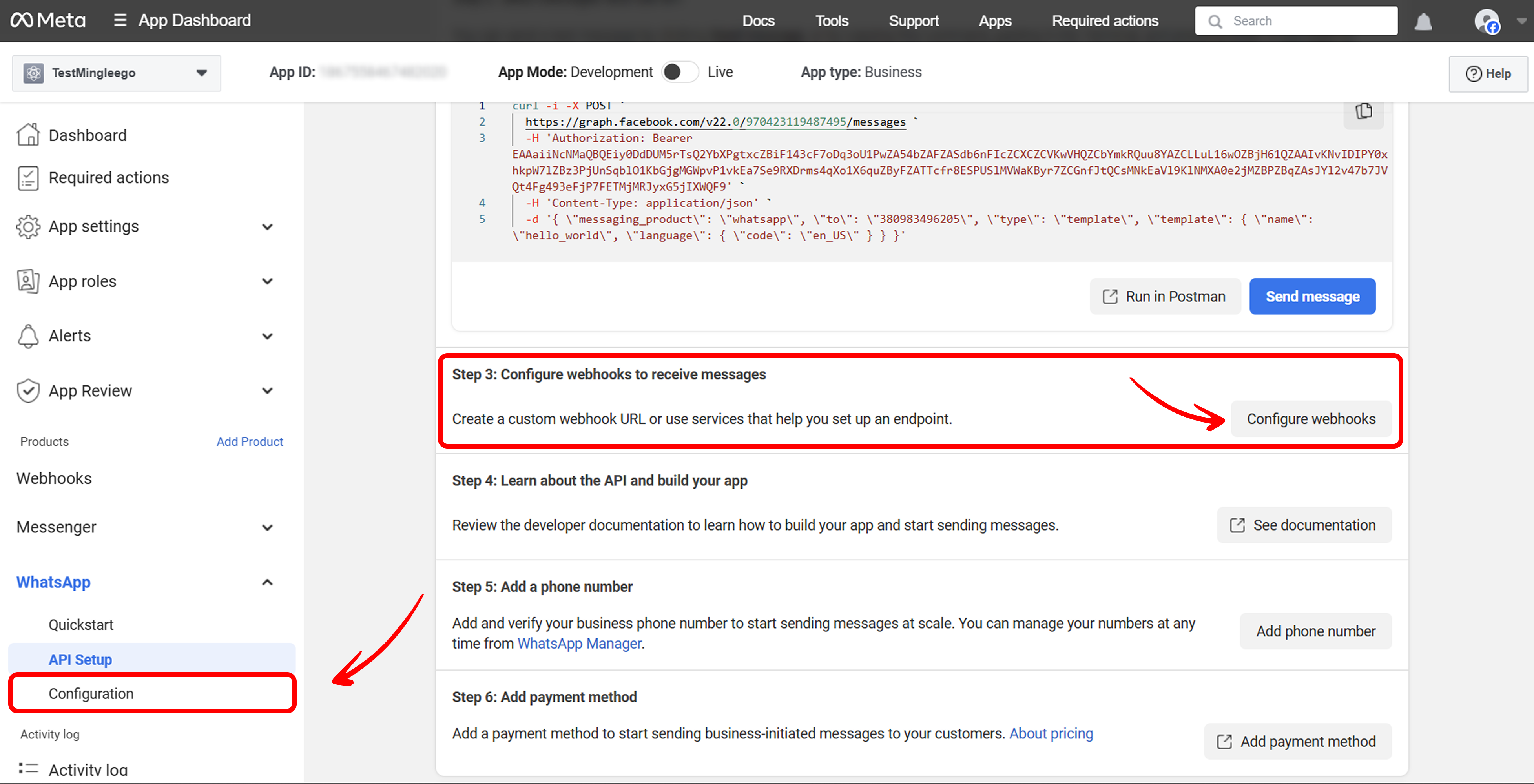 Configure Webhooks in WhatsApp Settings