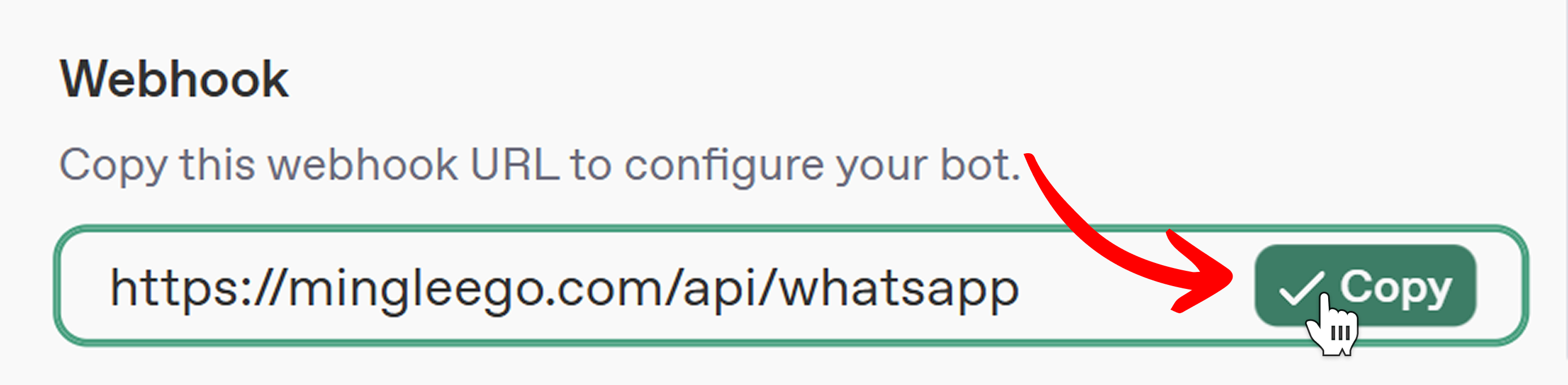 Copy Webhook URL from Mingleego