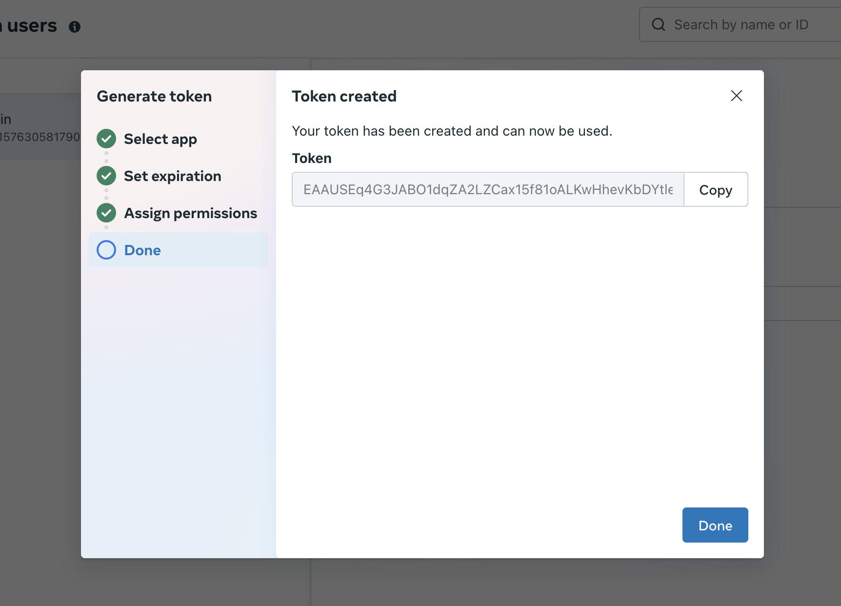 Copy Generated Token