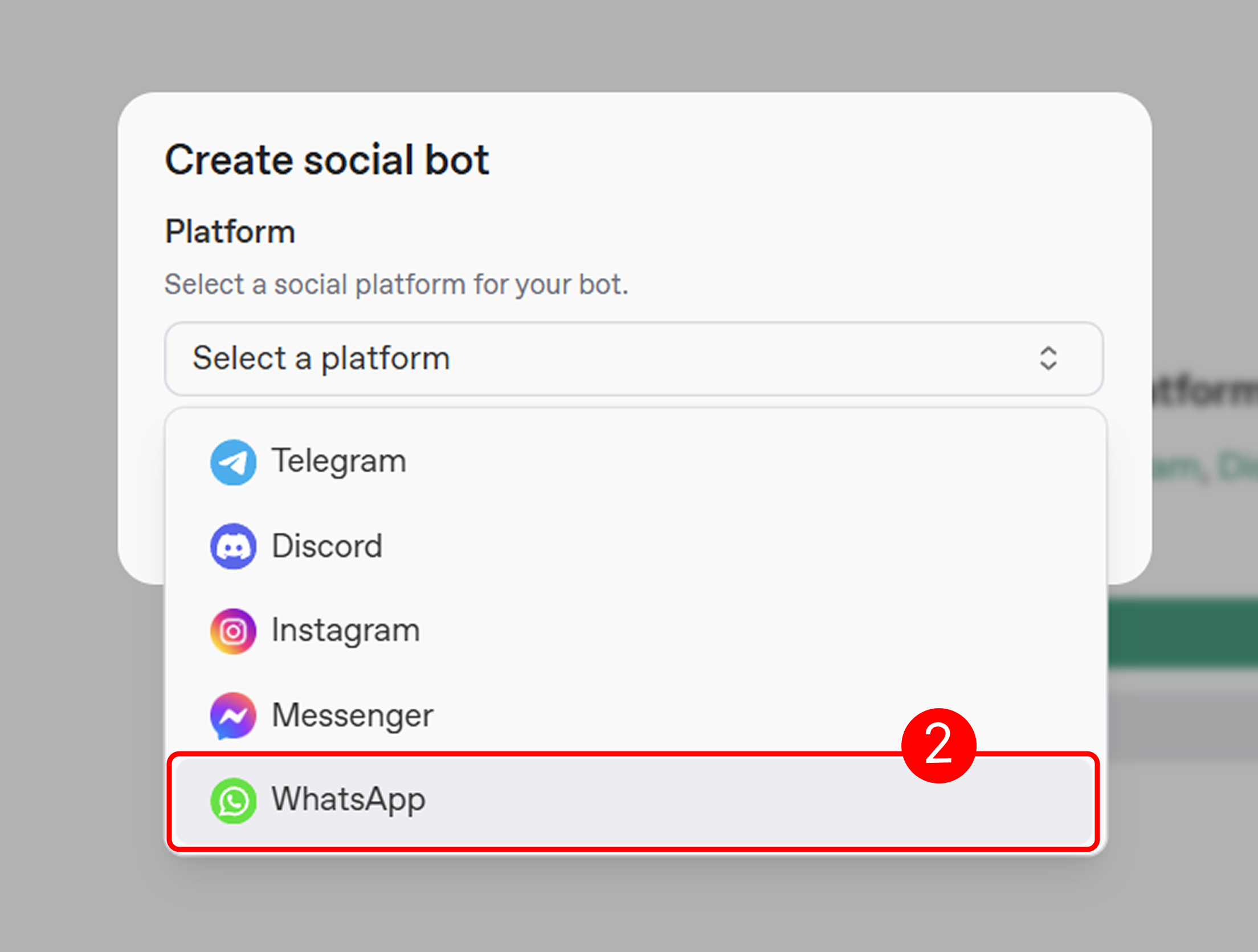 Select WhatsApp Button